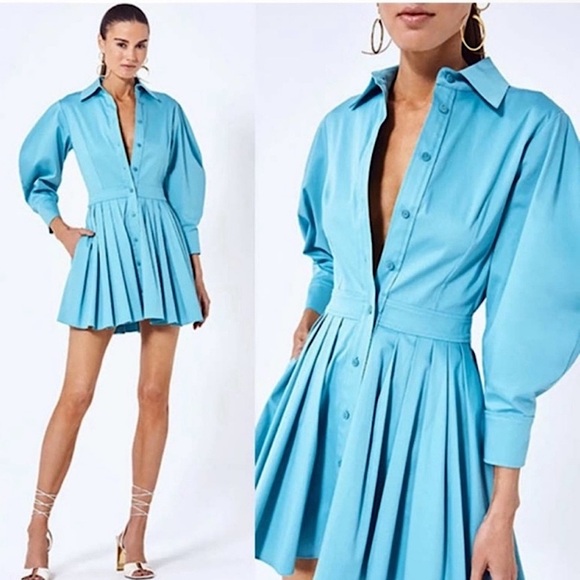 Alexis Dresses & Skirts - Alexis Mirielle Balloon Sleeve Shirtdress Blue XS